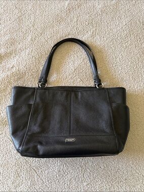 Coach Black Pebbled Leather Shoulder Tote